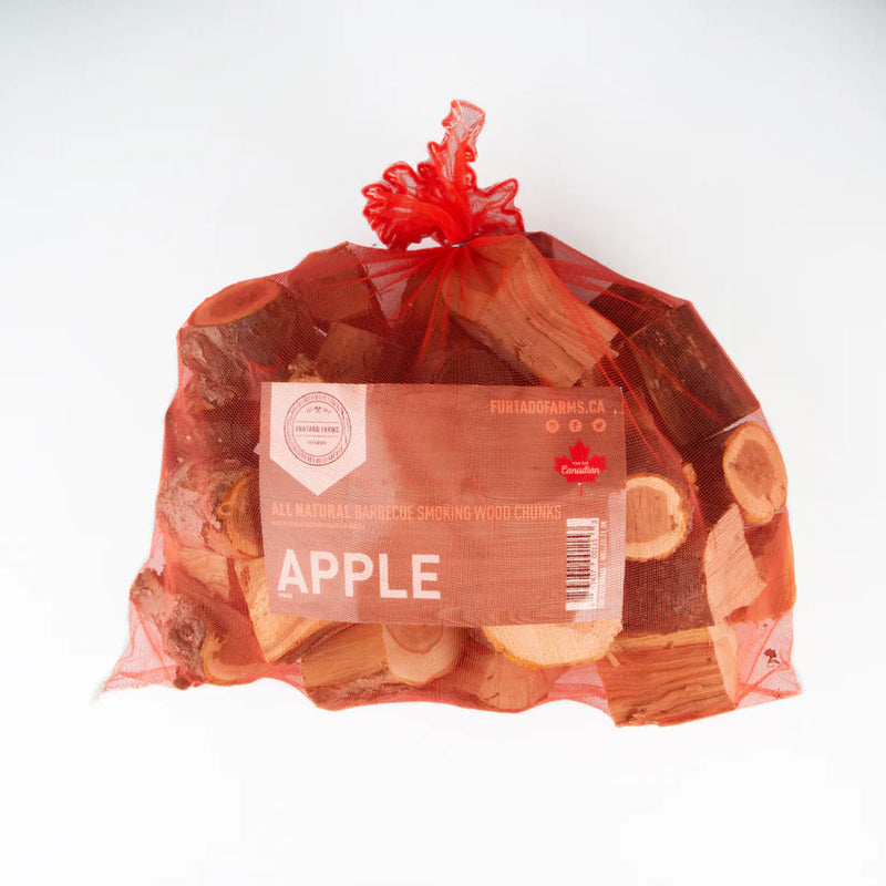 a bag of apple cookwood chunks