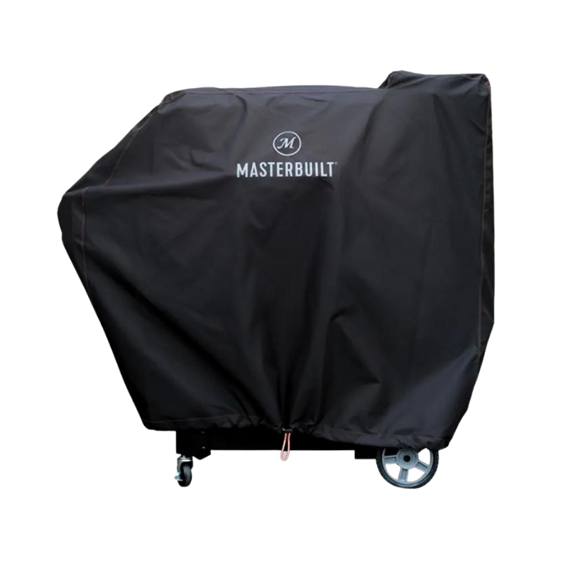 Large black fabric cover that encases the whole grill