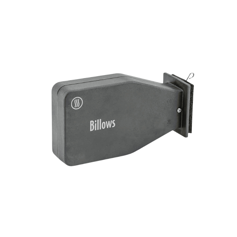 Grey fan housing that attaches to grill