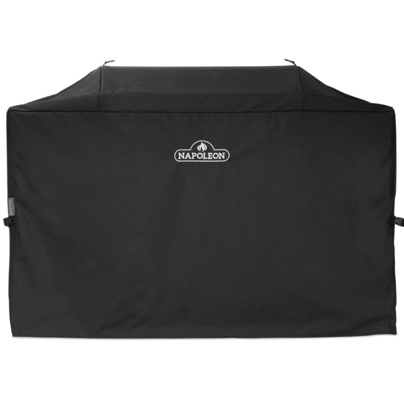 Black grill cover with Napoleon logo on a white background