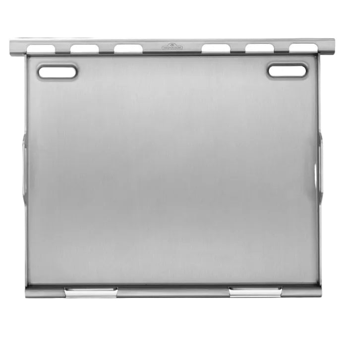 Metallic rectangular object with rounded edges on a white background
