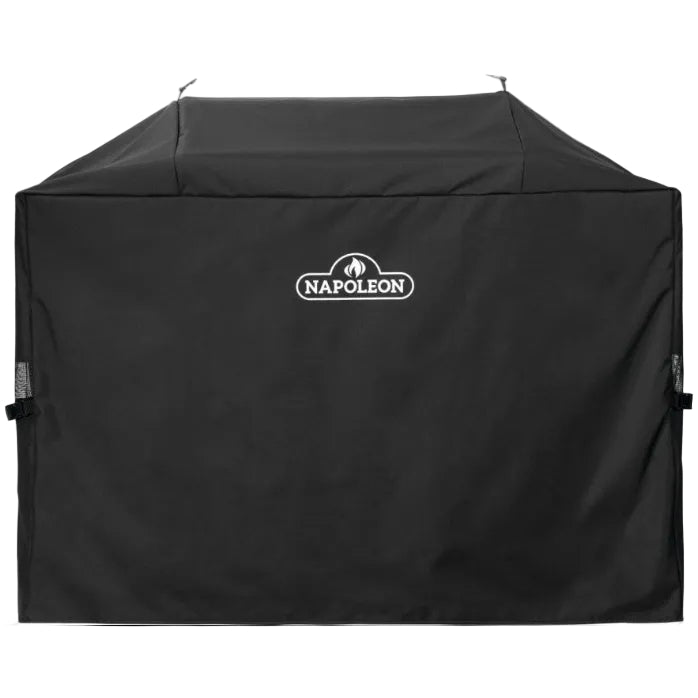 Black grill cover with Napoleon logo on a white background
