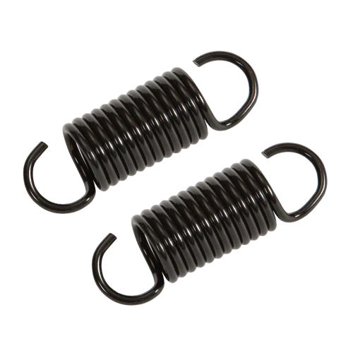 Two black extension springs on a white background