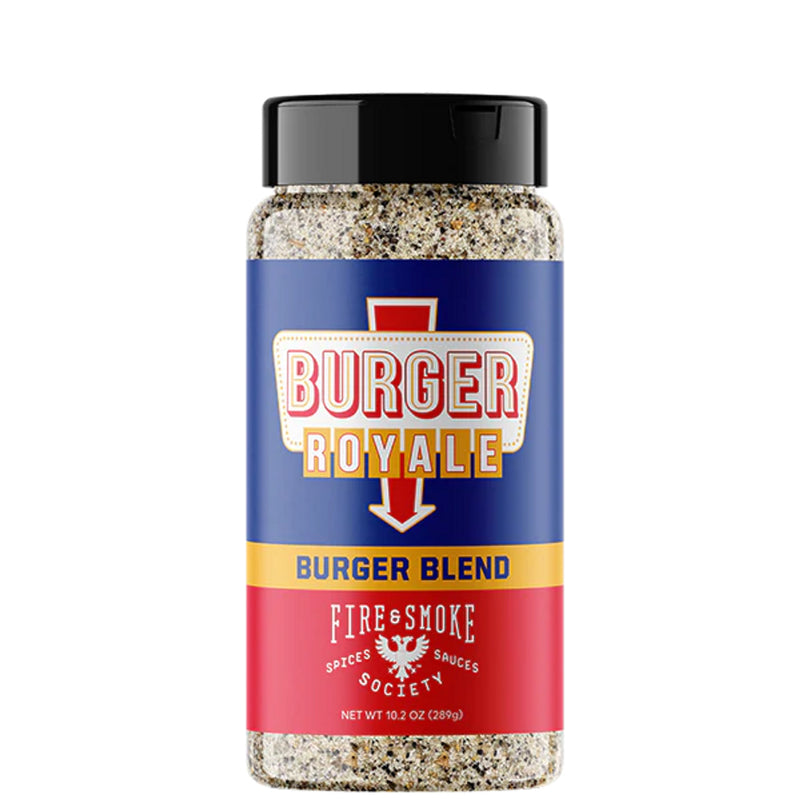 Burger Royale burger blend seasoning jar on a white background