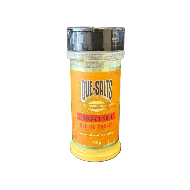 Que-Salts seasoning container on white background