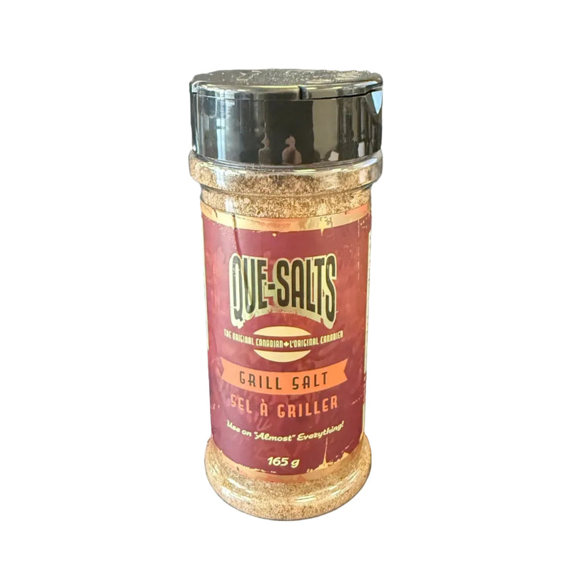 Spice container with a red label on a white background