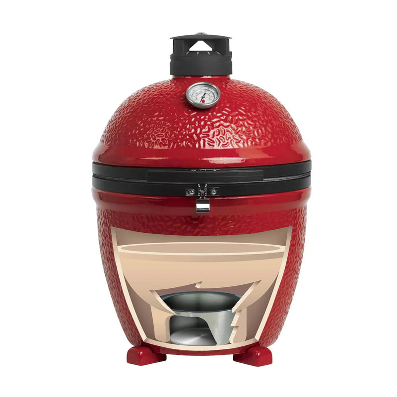 Red barbecue grill with a white background