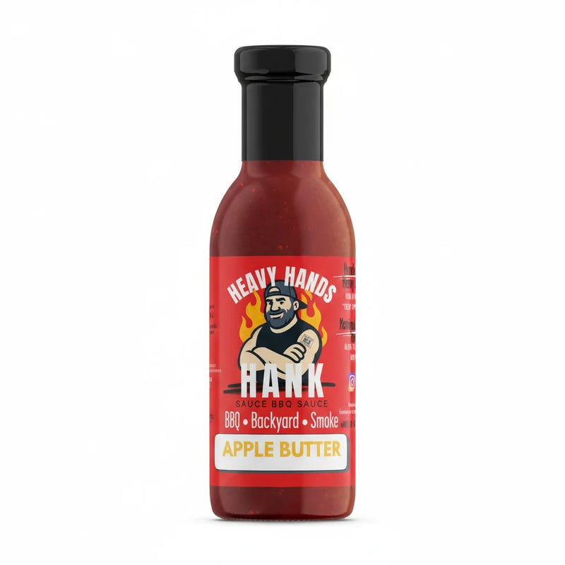 bottle of apple butter bbq sauce on a white background