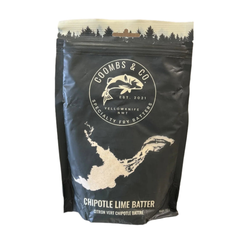 Fish Batter bag with 'Coombs & Co' branding on a metallic surface.