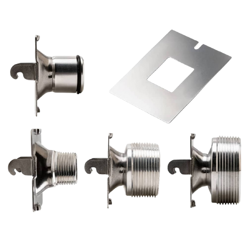 collection of the different fittings for the Billows mounting kit