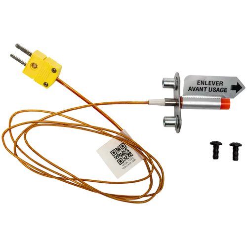 Temperature sensor with wire and yellow two-pronged plug